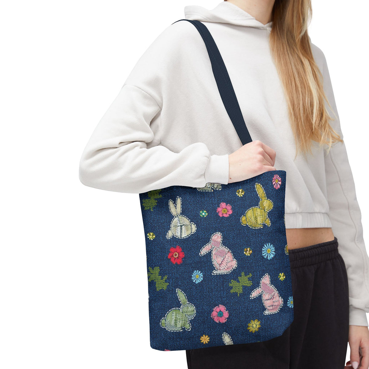 Easter Graphic Design Denim Fabric Imitation Print Unisex Canvas Bag Poly Spun 3 Sizes Tote Bag 204-7