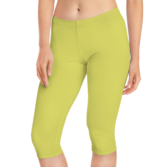 Yellow Color Capri Leggings, Yellow Capri Leggings