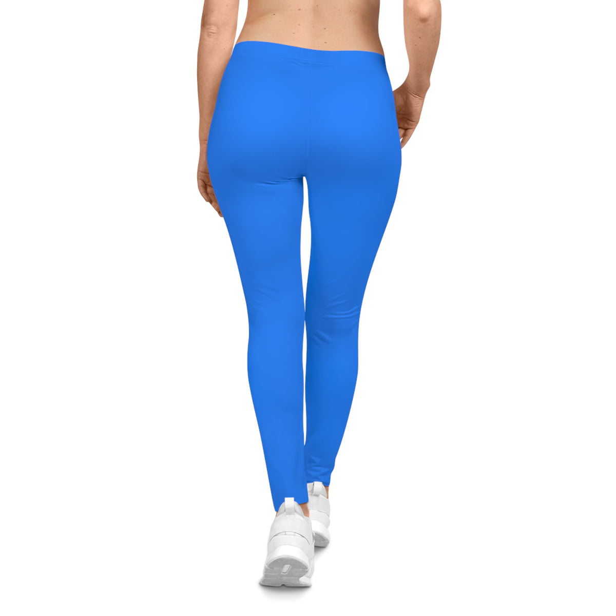 Azure Blue Color Women's Poly-Span Casual Leggings XS-2XL
