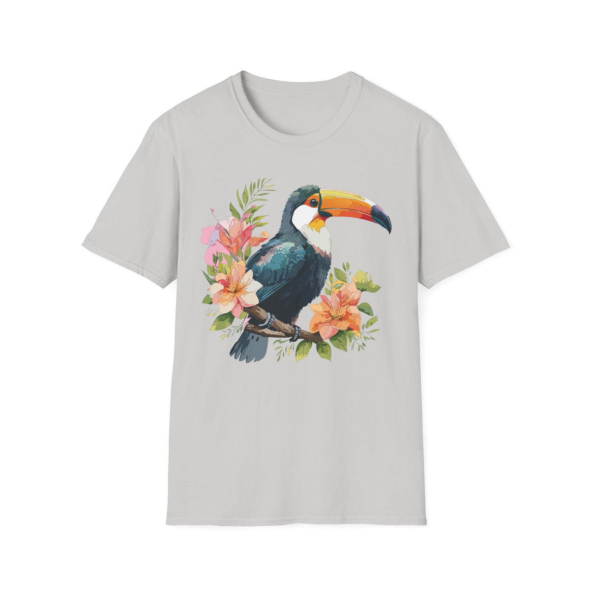 Tropical Toucan Illustration T-Shirt | Floral Bird Graphic
