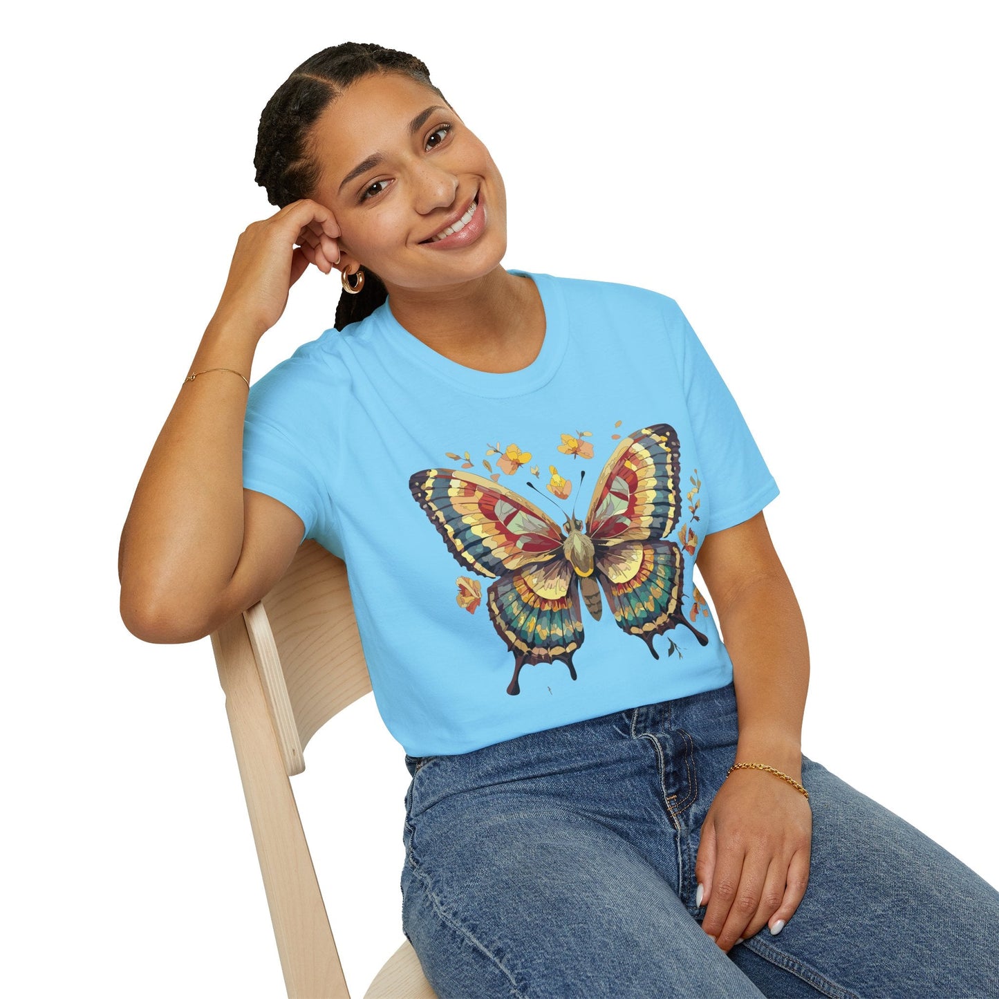 Butterfly Graphic T Shirt Unisex Gildan Softstyle 64000 Monarch Design Lightweight Everyday Wear