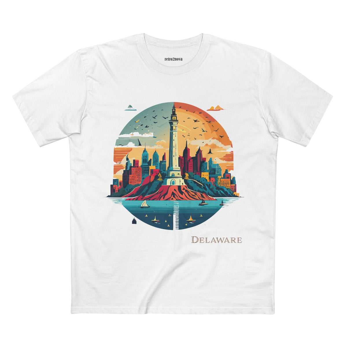 Delaware Lighthouse Skyline Tee | Coastal State Travel Shirt