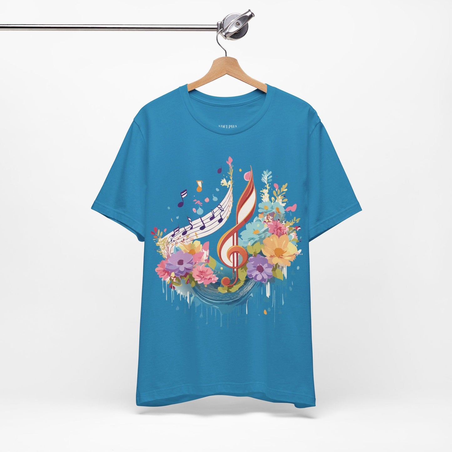 Music Graphic Unisex 100 Cotton Vintage Art with Musical Elements Tee 106