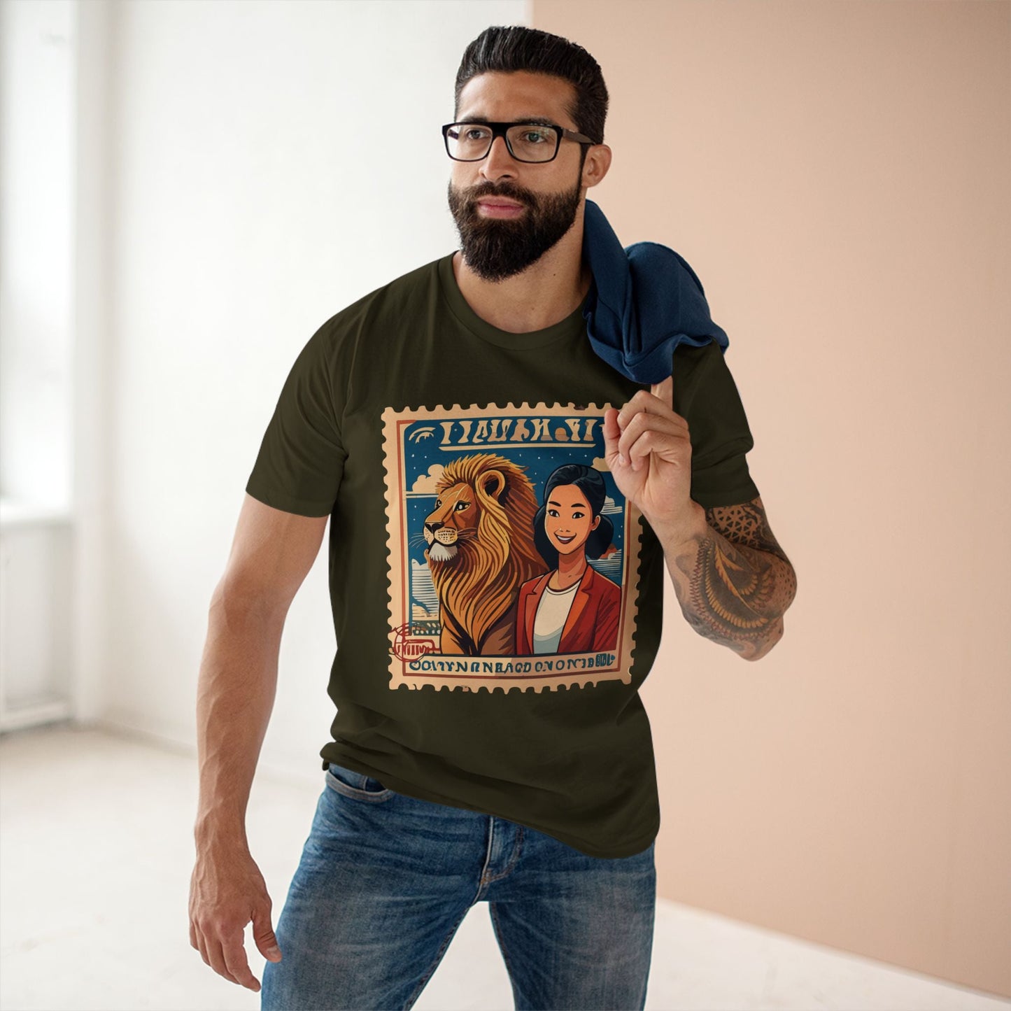 Postage Stamp Shirt PS32 Unisex Premium Cotton Tee With Original Art Design Retro2Nova