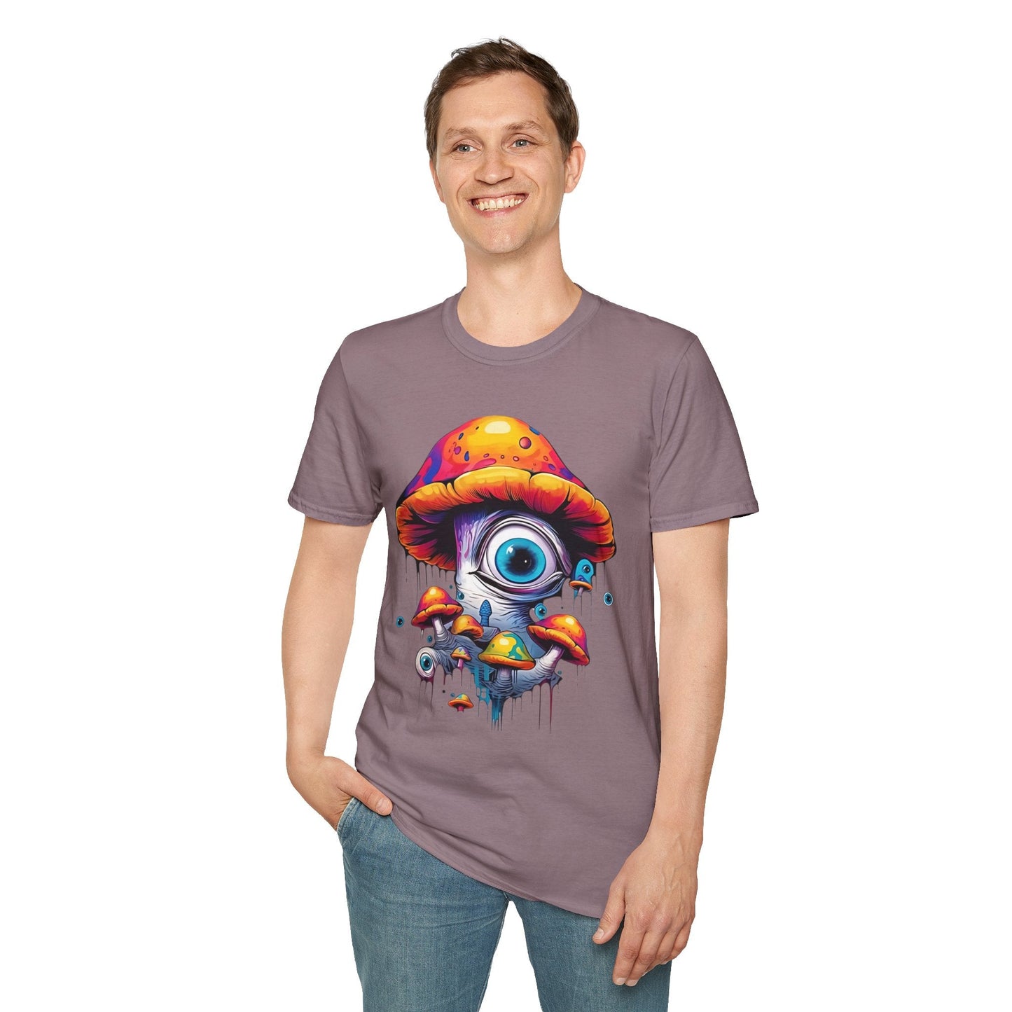 Funny Mashroom Graphic Unisex Softstyle Cotton With Cartoon Illustration Design 23
