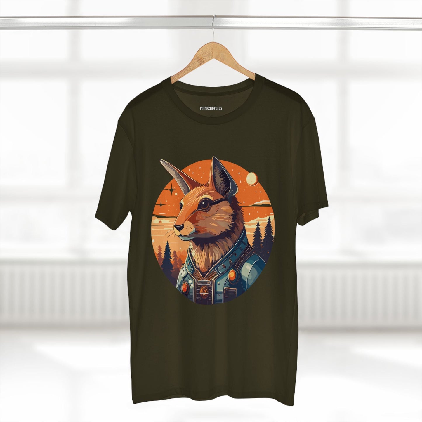 Rabbit Shirt Unisex Premium Cotton Tee With Original Art By Retro2Nova Animal Collection Soft Breathable Comfort