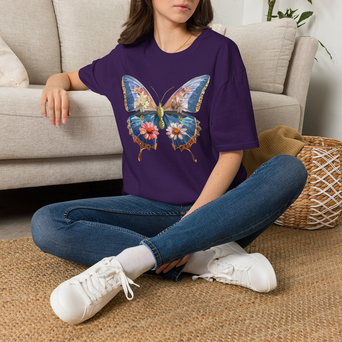Floral Watercolor Butterfly Graphic Tee Unisex 100 Cotton Gildan T-Shirt