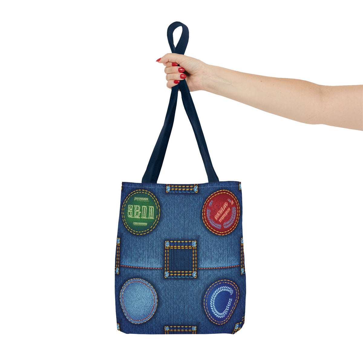 Denim Fabric Imitation Print Unisex Canvas Bag Poly Spun 3 Sizes Tote Bag 141