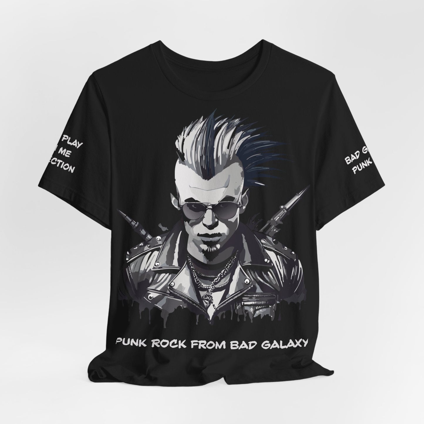 Punk Rock Tee Shirt 100 Percent Cotton Made To Order From Bad Galaxy Eco Friendly Inks USA