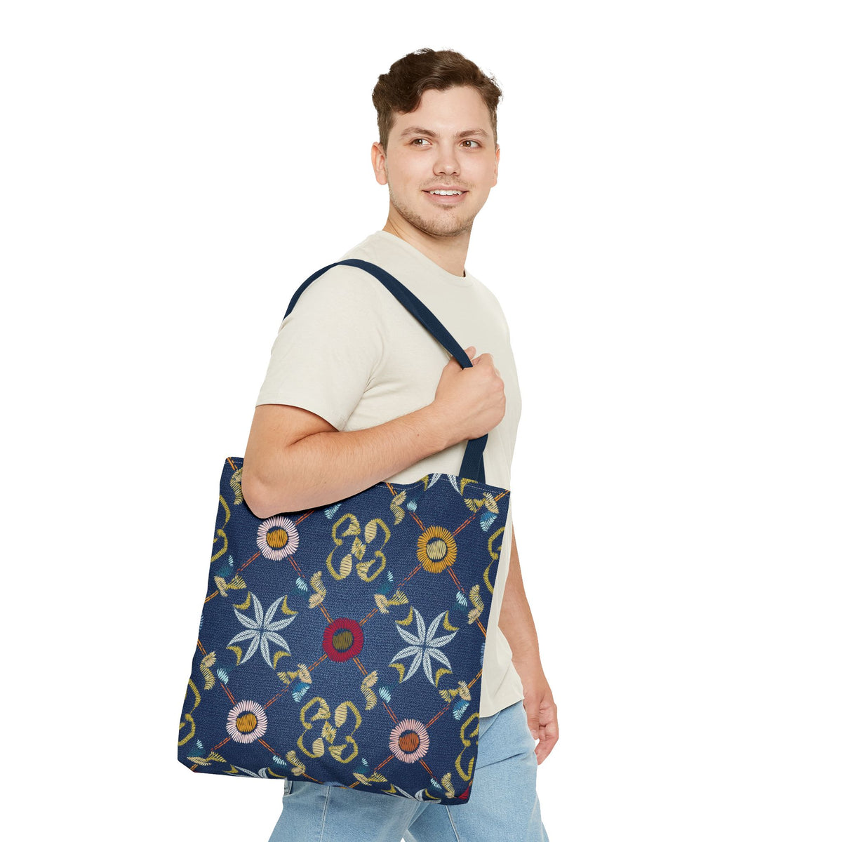 Denim Fabric Imitation Print Unisex Canvas Bag Poly Spun 3 Sizes Tote Bag 178
