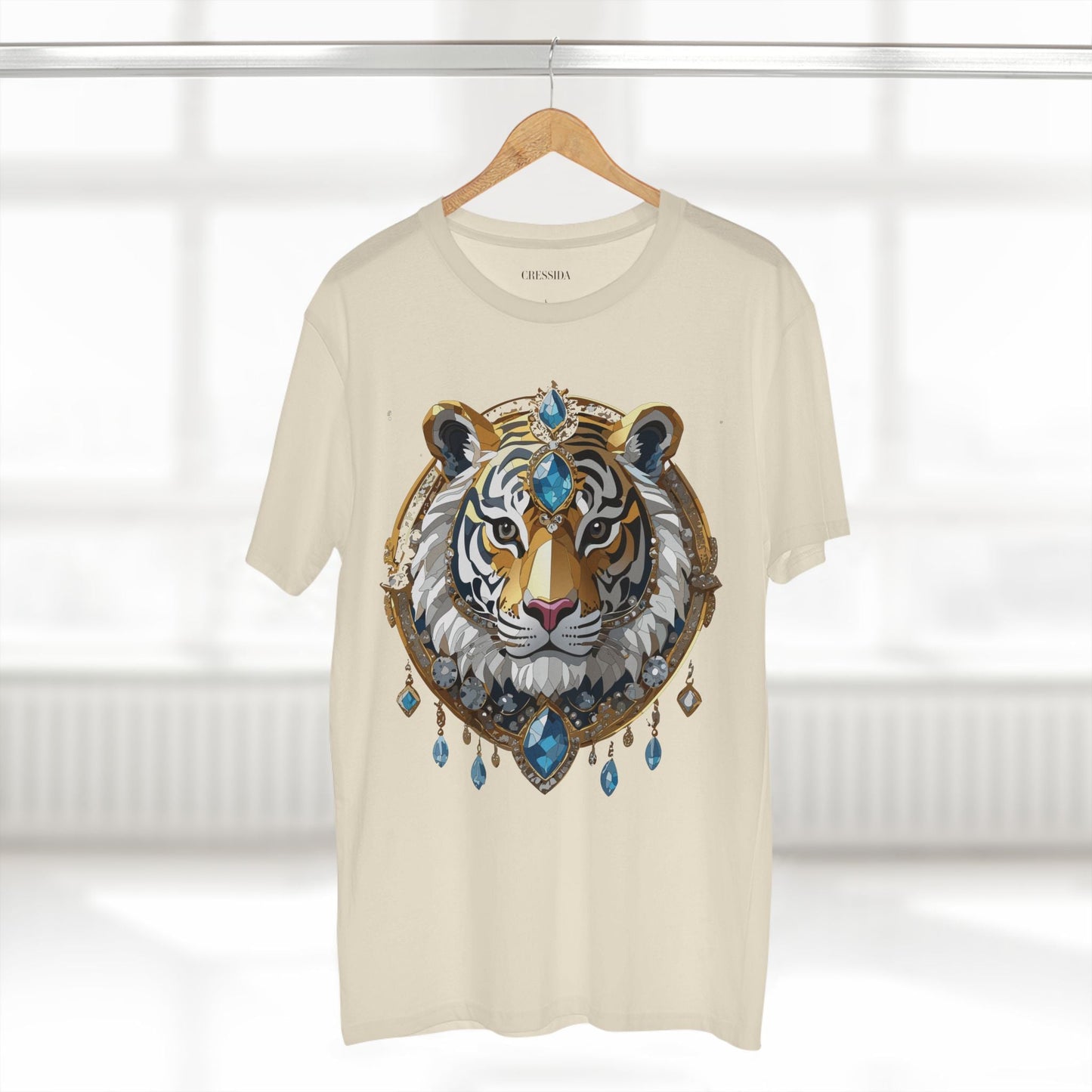 Tiger Graphic Unisex 100 Cotton Tee With Unique Animal Golden Medallion Art Design 54