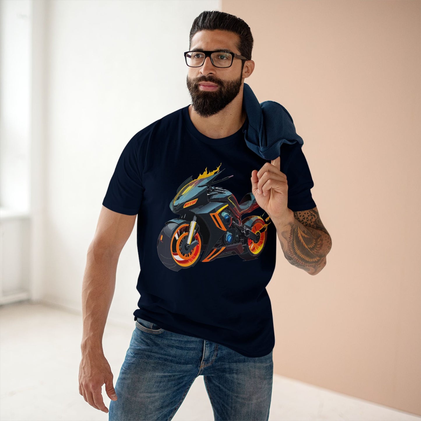 Moto Bike Graphic Unisex 100 Cotton Staple Tee 23