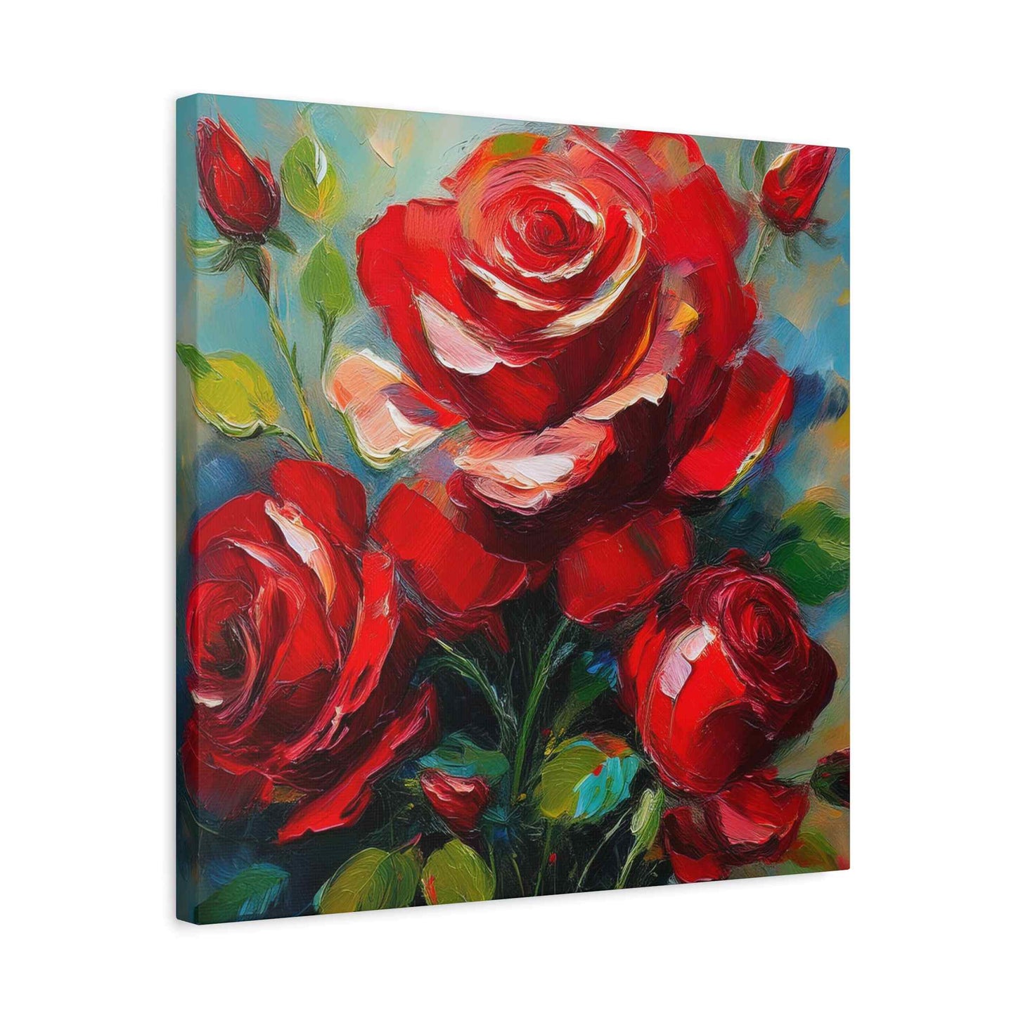 Red Roses Print Canvas, Roses Oil Paint Print 20x20, 24x24, 30x30, 32x32, 36x36, Floral Art Design Print Non-Frame MC-22