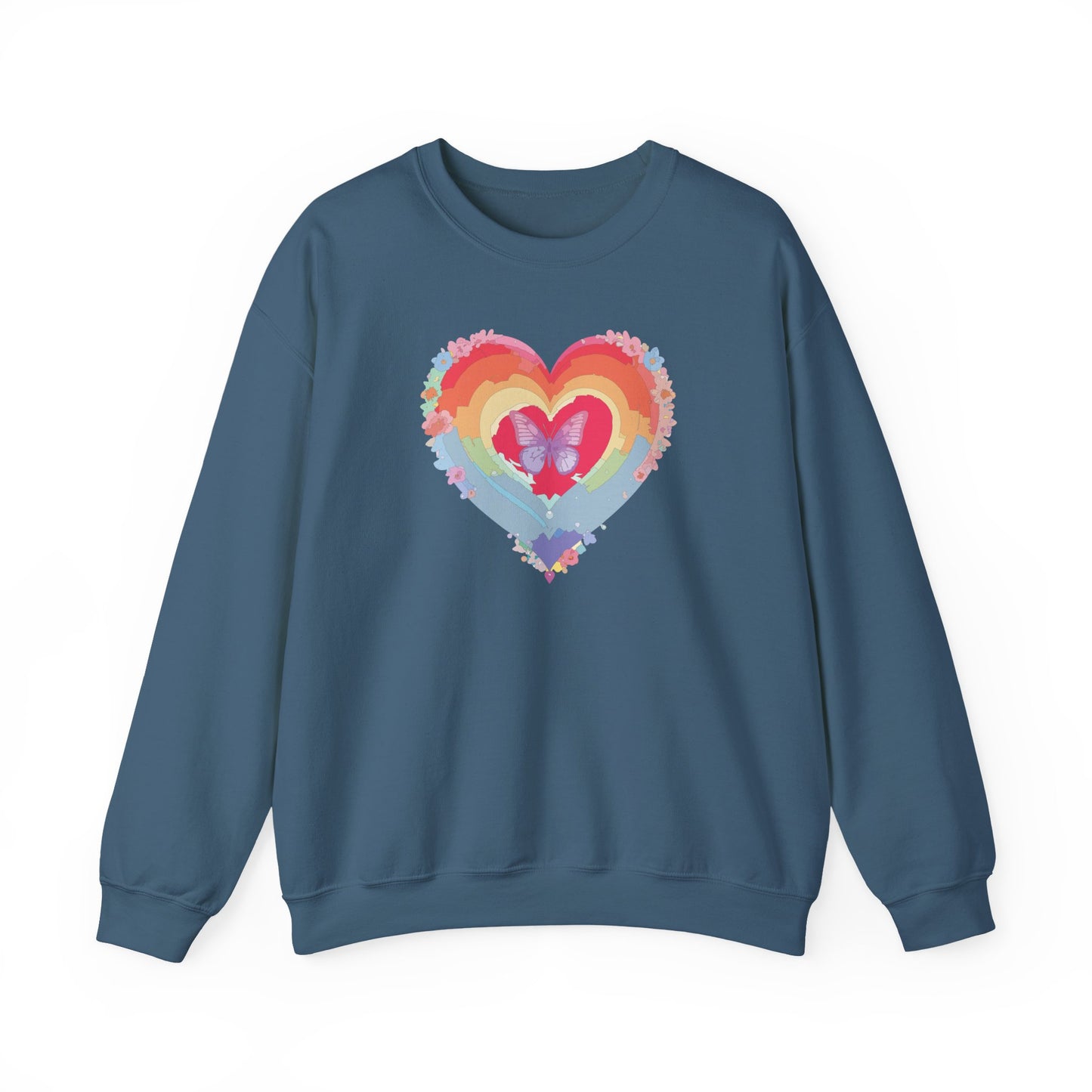 Rainbow Heart Sweatshirt, Floral Heart Sweatshirt, Floral Love Sweatshirt, Valentine's Day Sweatshirt, Rainbow Heart Floral Sweatshirt 116