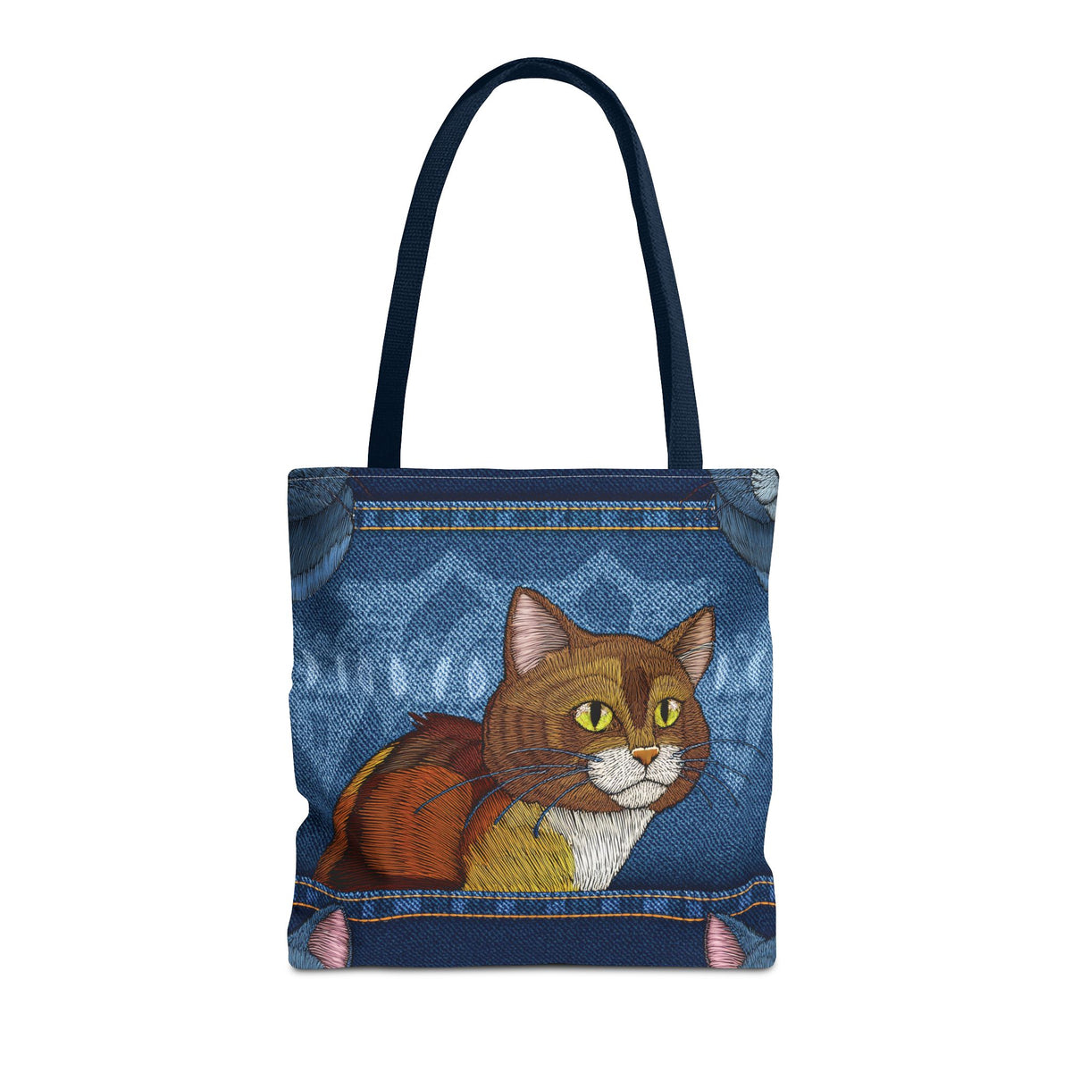 Denim Fabric Imitation Print Unisex Canvas Bag Poly Spun 3 Sizes Tote Bag 190-5