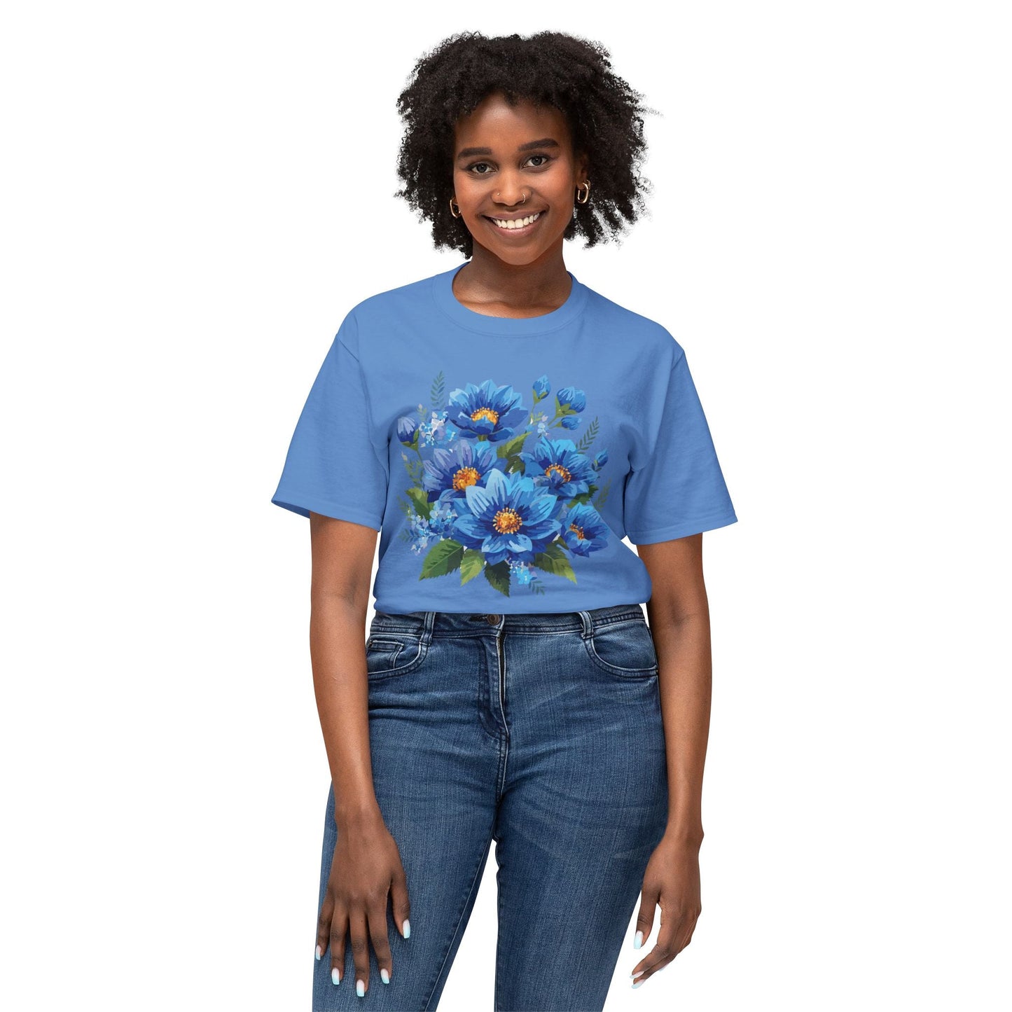 Unisex Floral T Shirt with Vintage Flower Art Print HD Cotton Tee Designed In USA