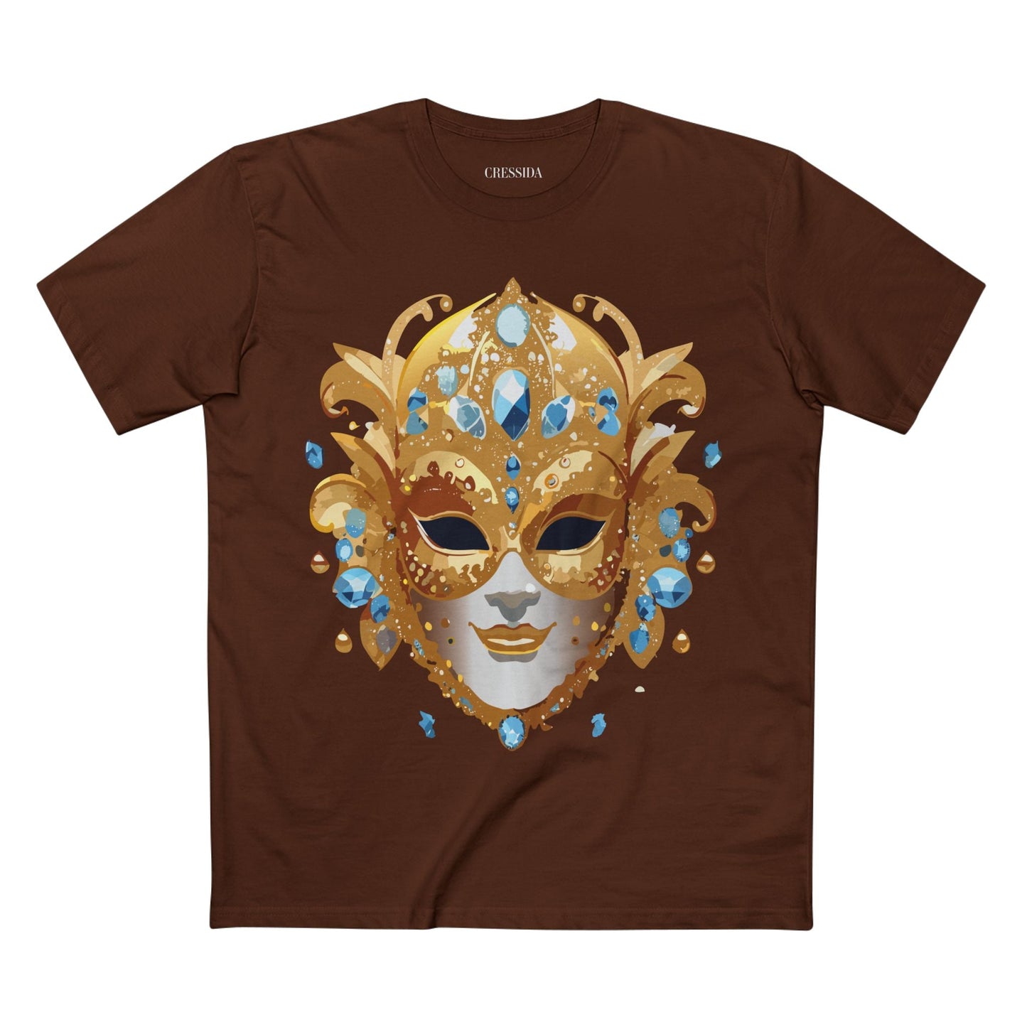 Carnival Mask Graphic T-Shirt Unisex 100 Cotton With Antique Gold Art Design Tee 21