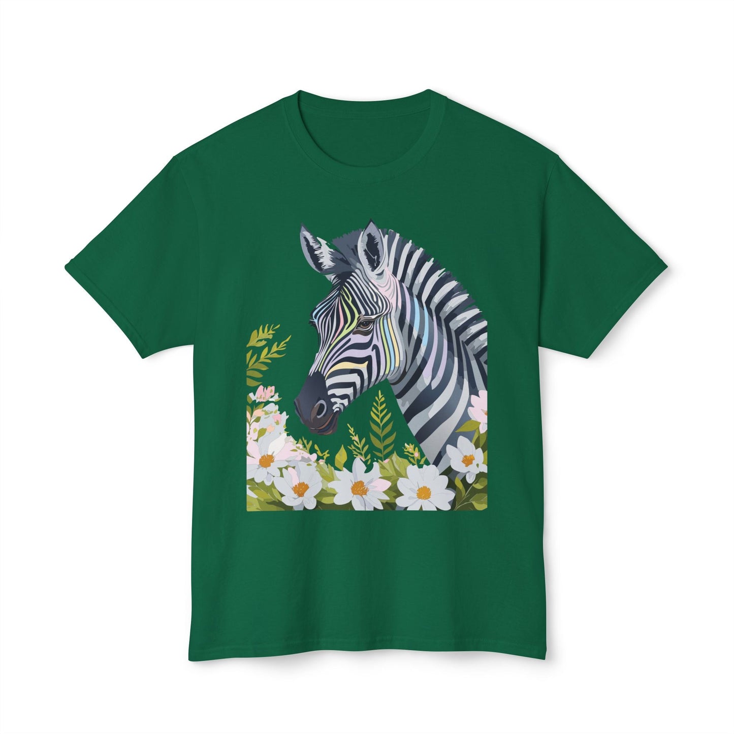 Unisex Zebra Art Design T Shirt With Floral Print HD Cotton Premium USA Made Jersey
