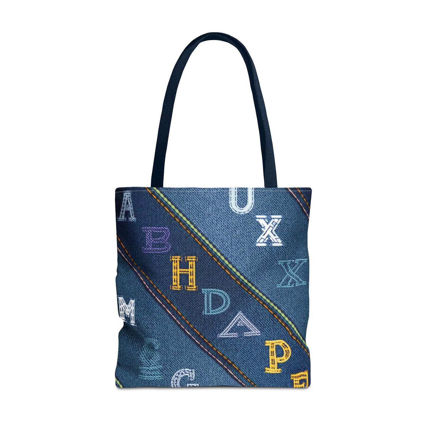 Denim Fabric Imitation Print Unisex Canvas Bag Poly Spun 3 Sizes Tote Bag 187-4