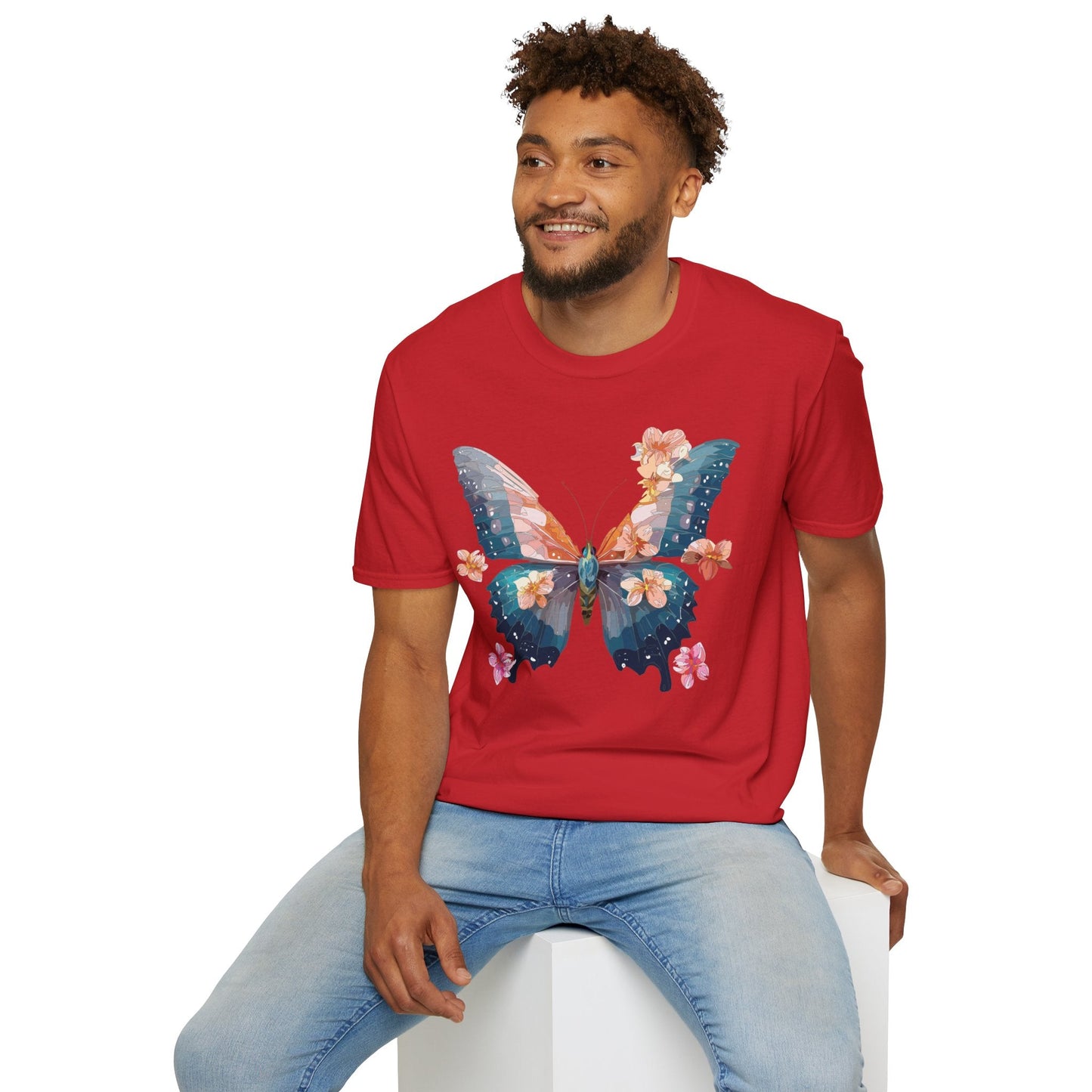 Butterfly Shirt Unisex T Shirt Monarch Print Gildan Softstyle 64000 Ring Spun Cotton Tee