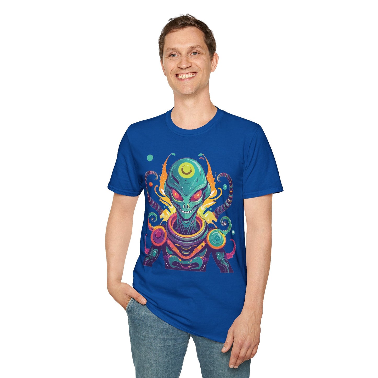 Alien Graphic Unisex Cotton Softstyle UFO Artwork Tee 7