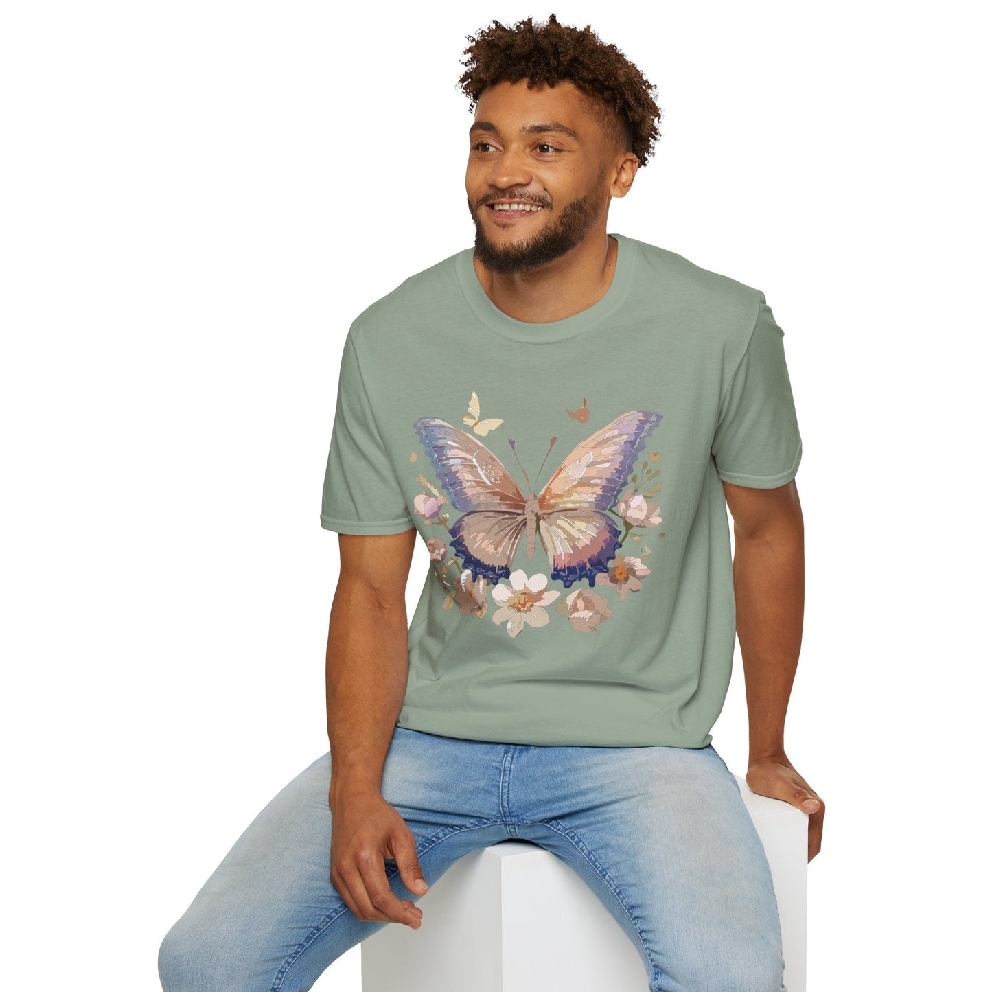 Butterfly T Shirt Unisex Softstyle Monarch Design 100 Percent Cotton Tee For Everyday Comfort