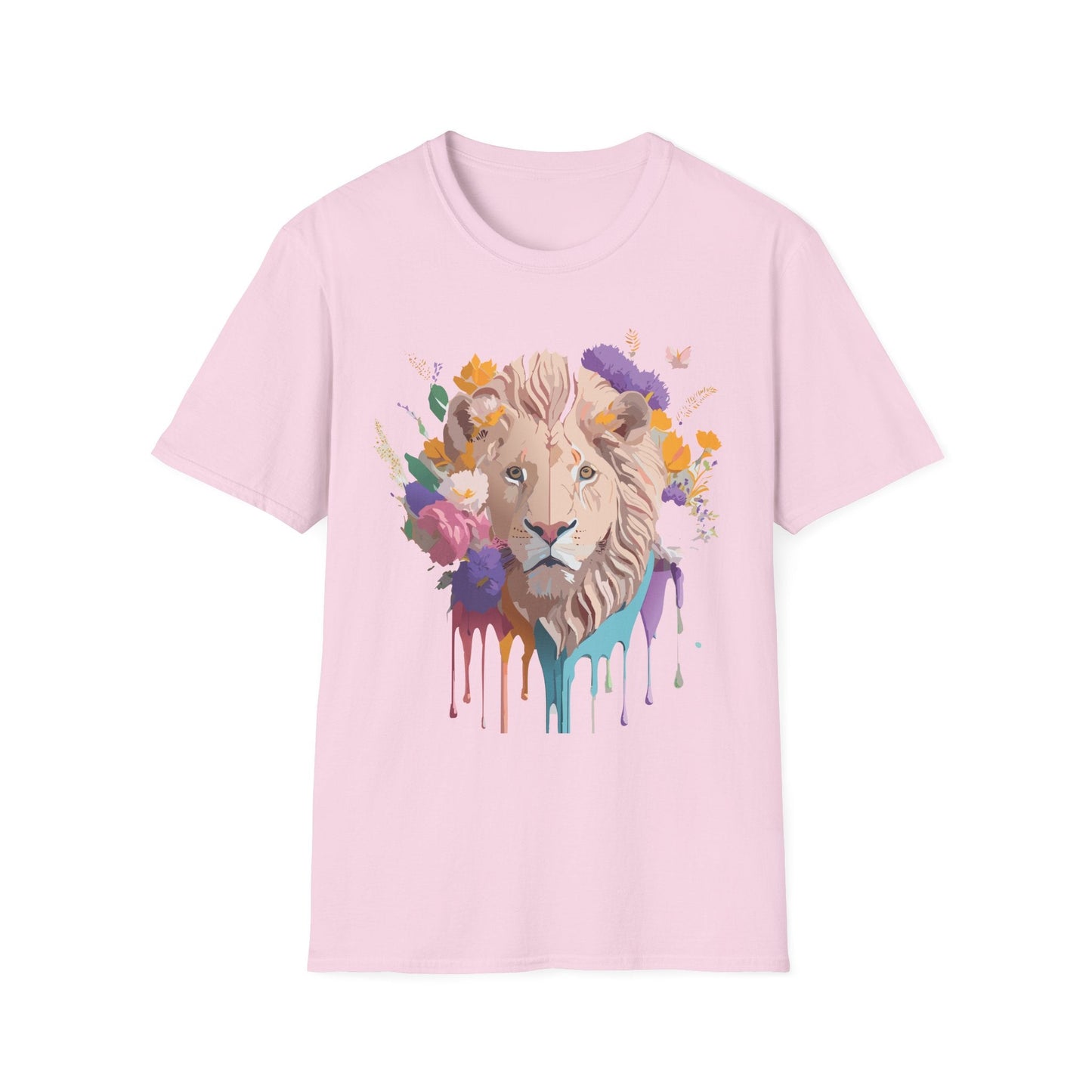 Unisex Lion Shirt Floral Lion Tee Softstyle 64000 Gildan Cotton Tee