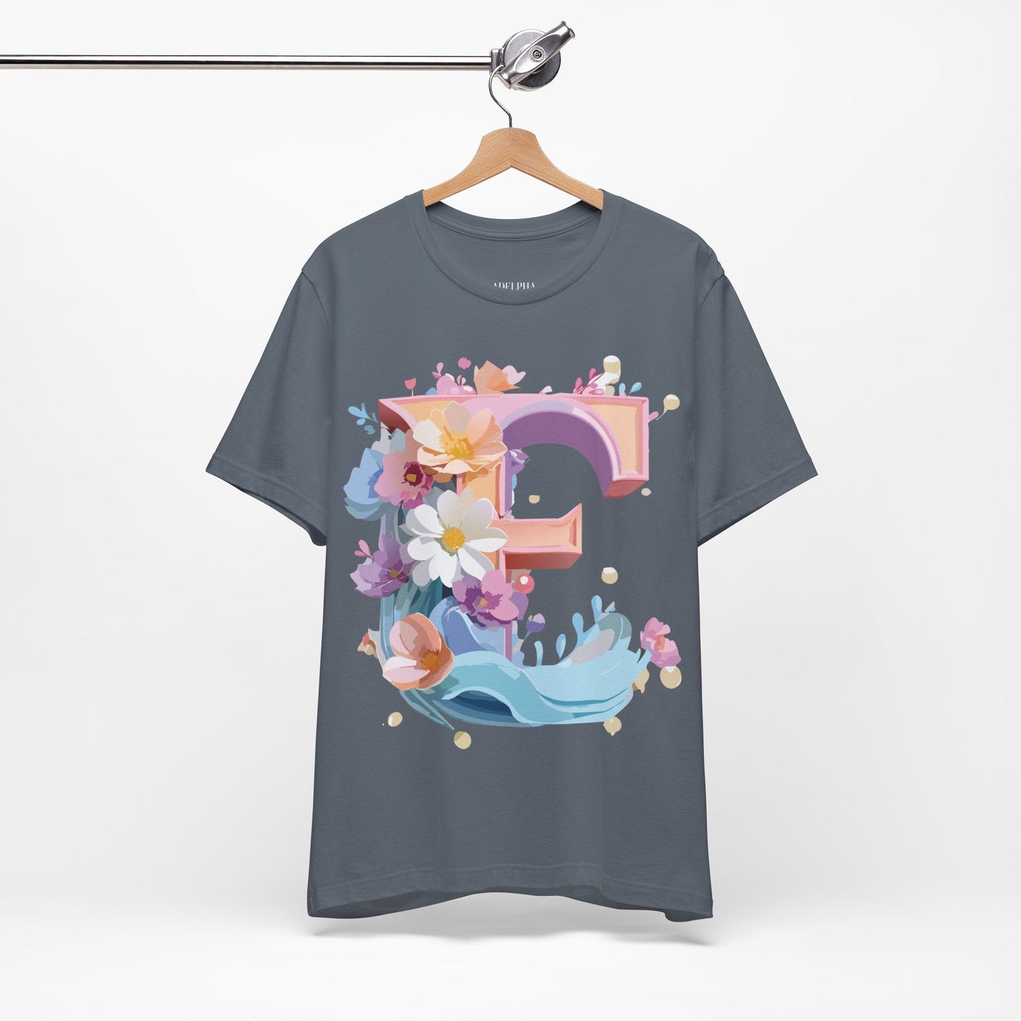 Unisex Letter E Graphic  Vintage Inspired Artwork Tee For Everyday Wear