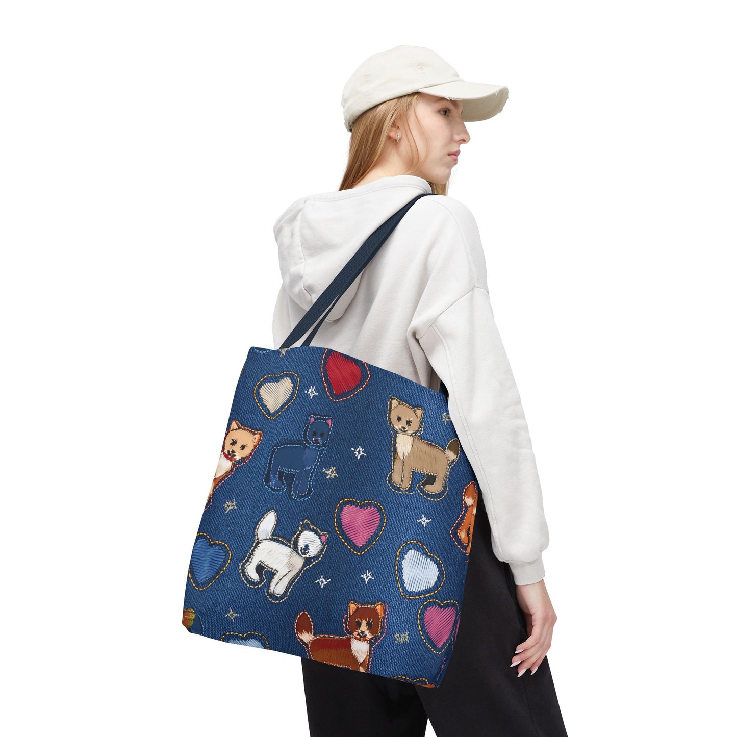 Love Day Graphic Design Denim Fabric Imitation Print Unisex Canvas Bag POLY 3 Sizes Tote Bag 201-6