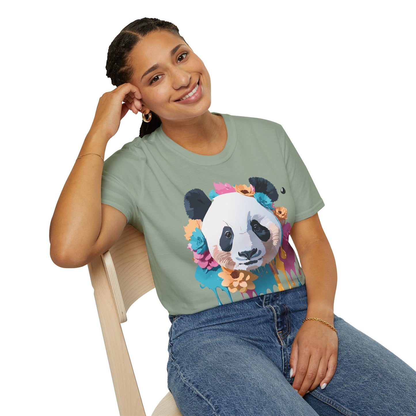 Unisex Panda Shirt Softstyle Cotton Tee For Everyday Wear With Cute Animal Print