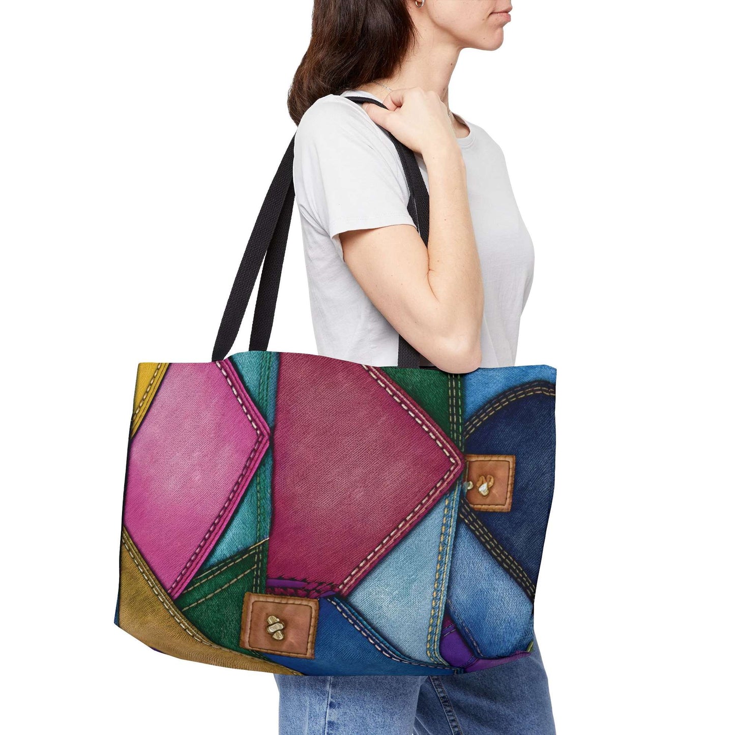 Denim Color Imitation Print Unisex  Yoga Bag  Spun Polyester 24x13 Canvas Gym Bag 34-2