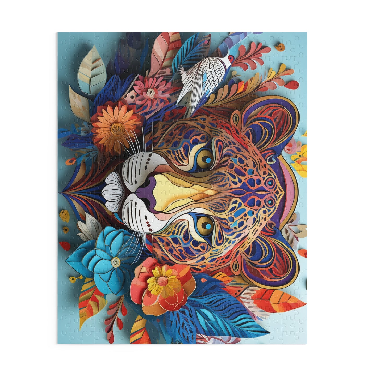 Colorful Cheetah Face Puzzle 500-Piece  Floral Cheetah Puzzle 500-Piece Ages 9+