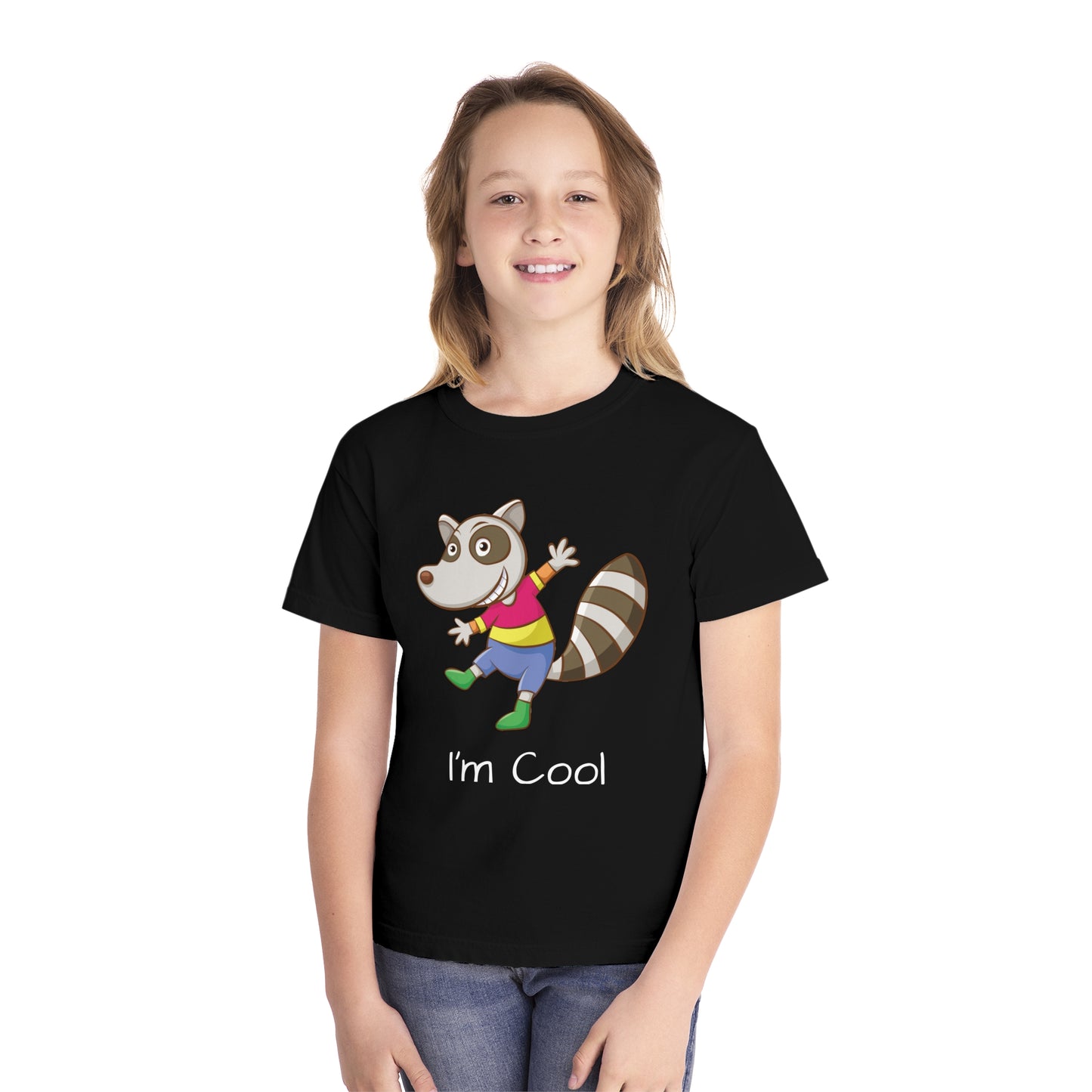 Youth Tee Shirt with Cool Raccoon