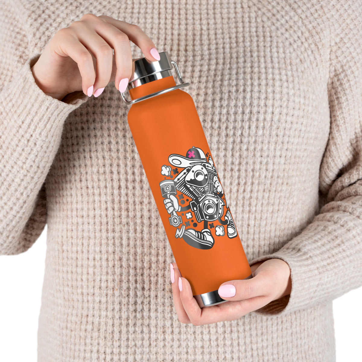22oz Copper Insulated Water Bottle with Cartoon Design - CV38
