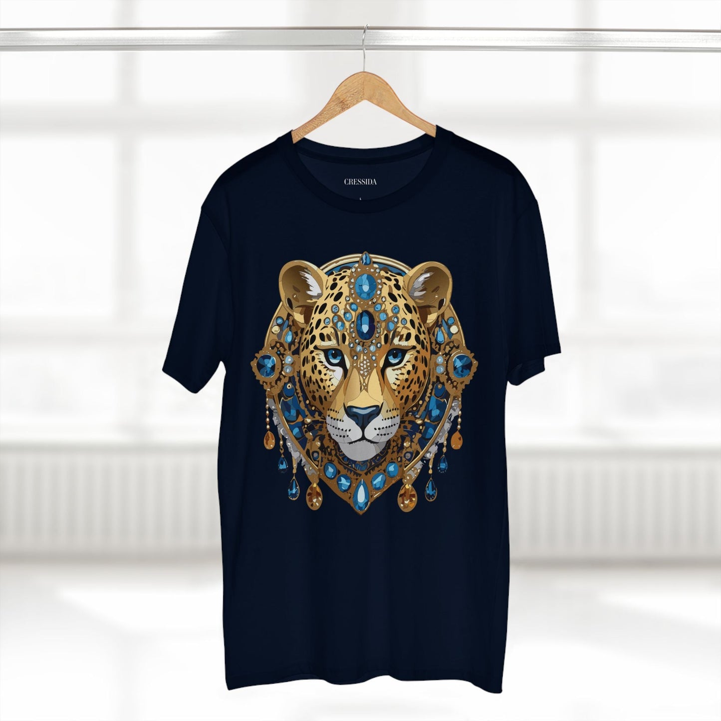 Cheetah Graphic Unisex 100 Cotton Tee With Unique Animal Golden Medallion Art Design 47