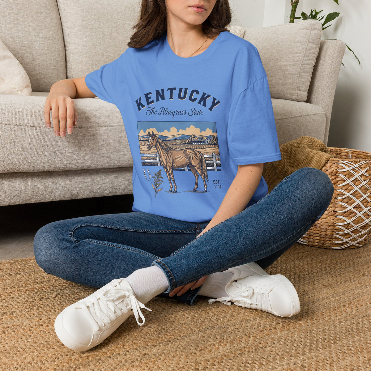 Kentucky Horse Vintage Graphic T-Shirt — The Bluegrass State Travel Tourist Graphic Tee Unisex 100 Cotton Gildan T-Shirt
