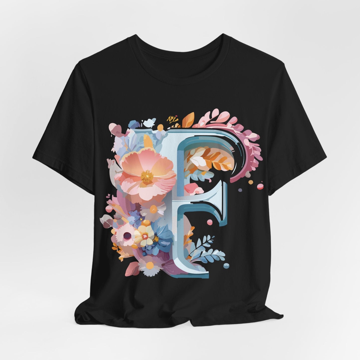 Letter F Graphic Tee Unisex Short Sleeve Vintage Inspired Adelpha Artwork Collection