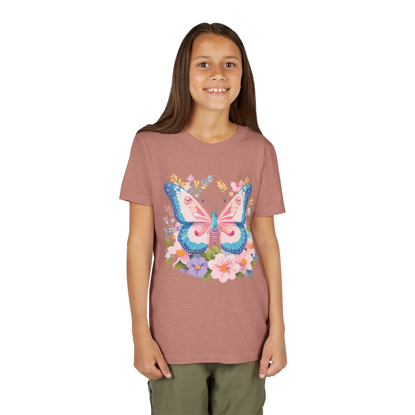 Camiseta juvenil Butterfly Blossom: camiseta de manga corta colorida para celebraciones de primavera (9 a 14 años)