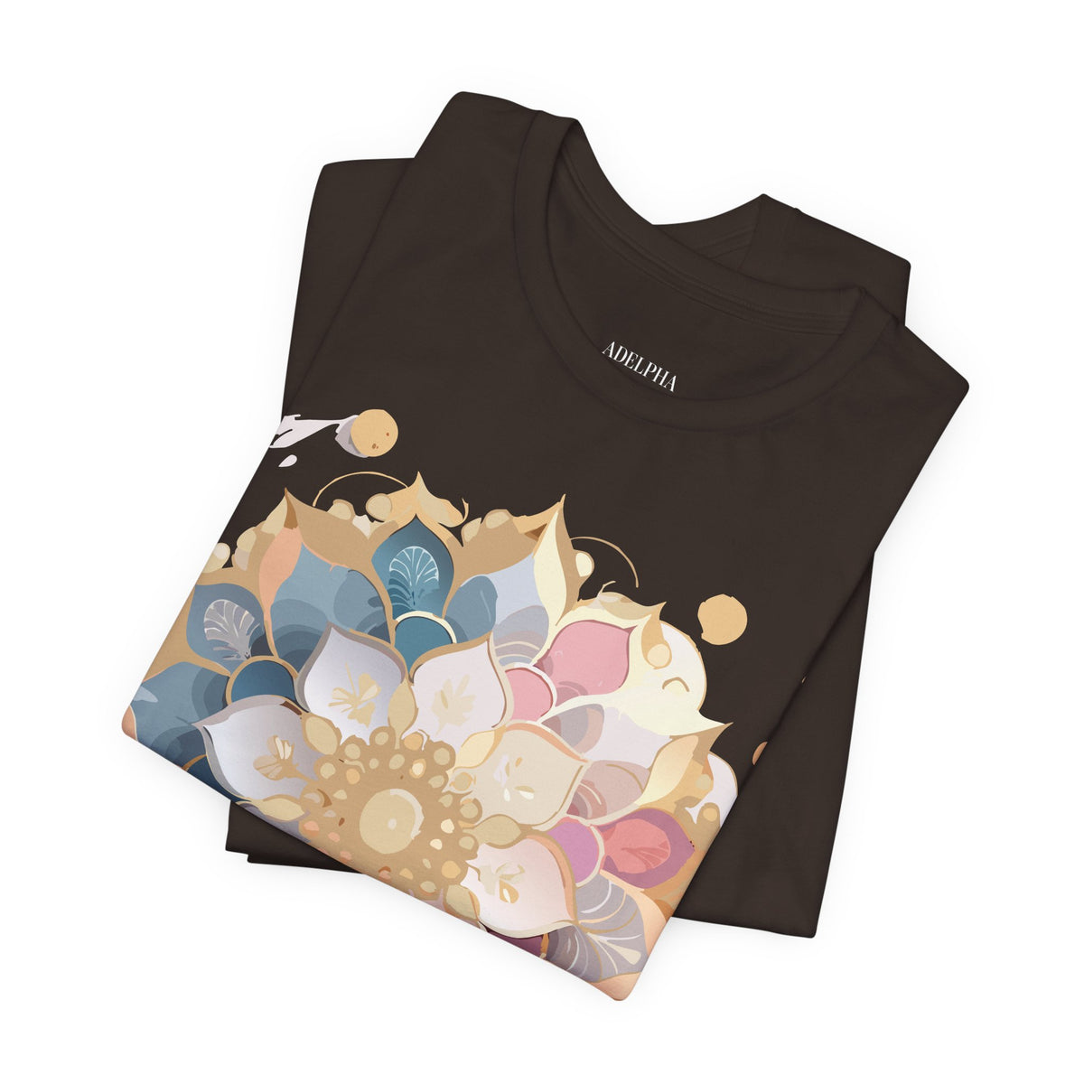 Mandala Graphic Unisex Cotton Bella+Canvas Tee with Floral Art Design d20
