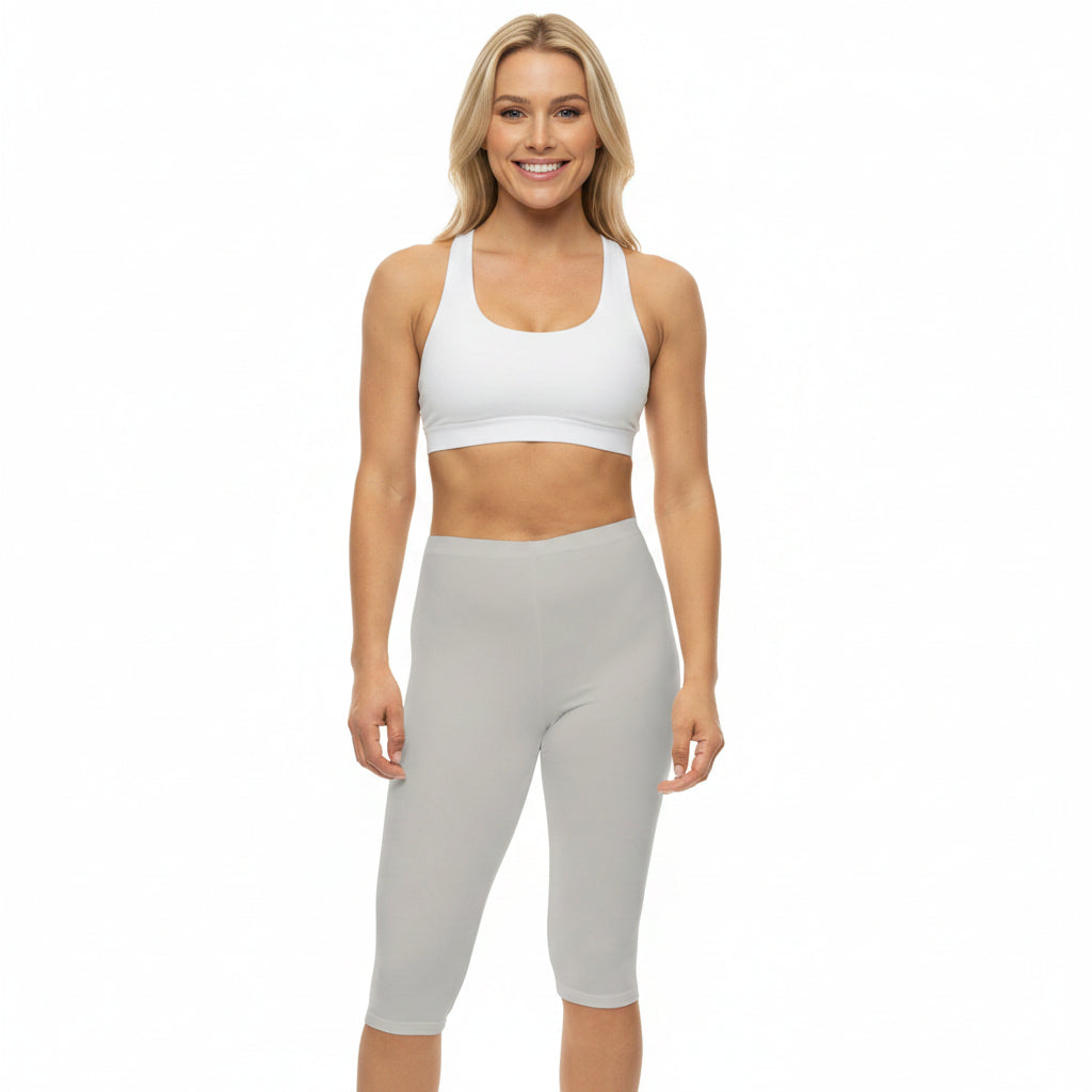 Dust Grey Color Women's Brushed Suede Poly Span Casual Capri Leggings XS-2XL