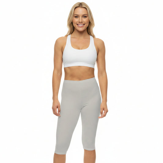 Dust Grey Color Women's Brushed Suede Poly Span Casual Capri Leggings XS-2XL