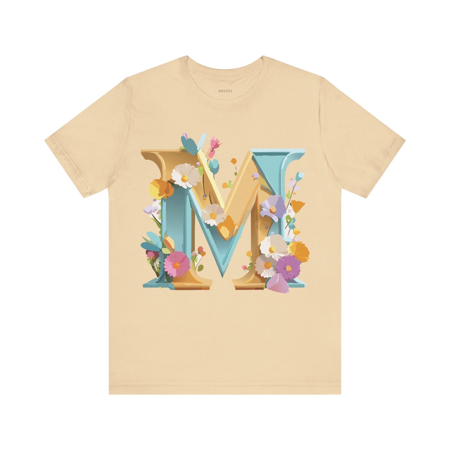 Letter M Shirt Unisex Graphic Tee Vintage Inspired Artwork Adelpha Jersey Short Sleeve