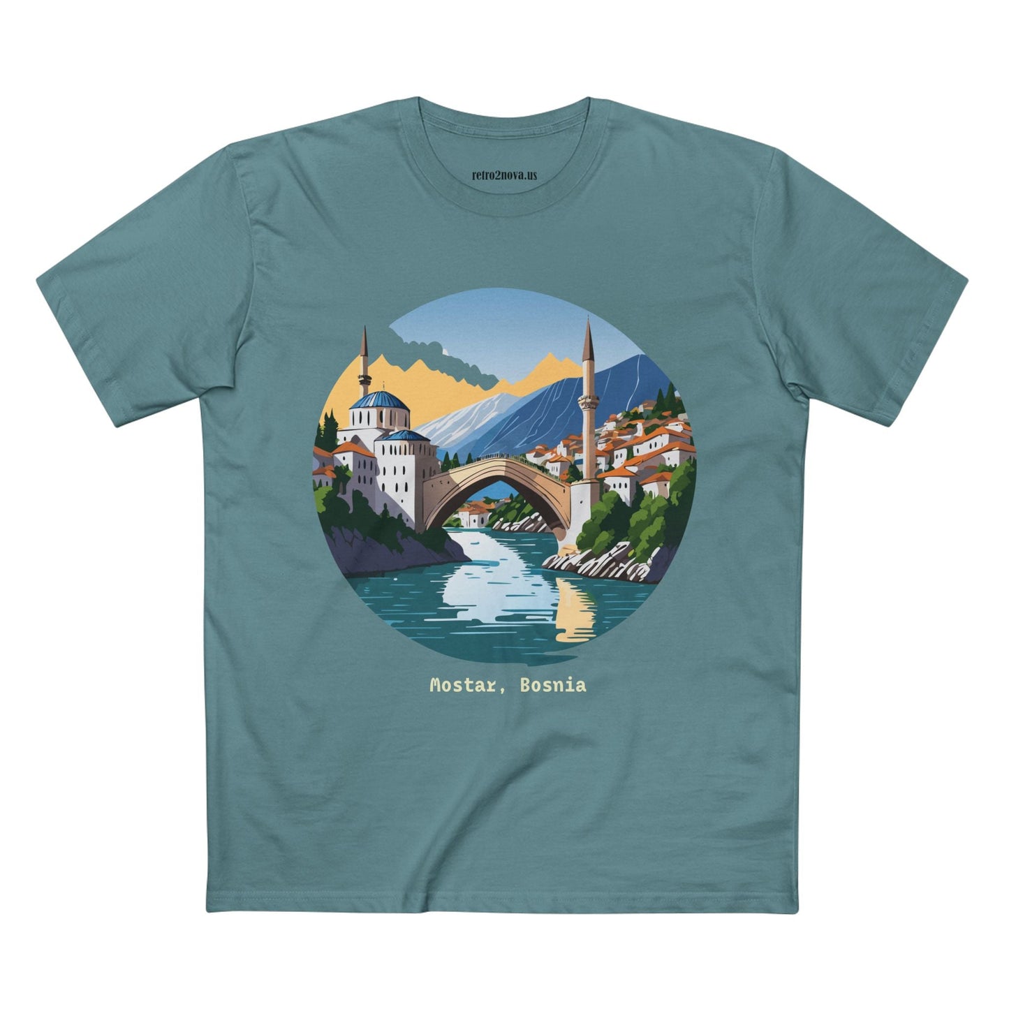 Bosnia Travel Shirt Unisex Premium Cotton Tee With Original Art Design Retro2Nova TT 48