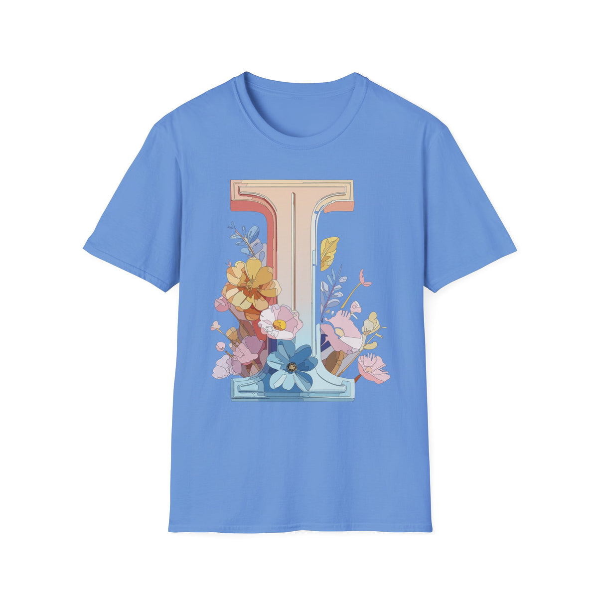 Floral Letter I T-Shirt | Monogram Initial Tee