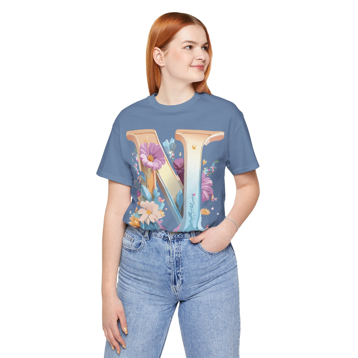 Letter N Graphic Unisex Cotton Bella+Canvas Tee with Art Letter Design