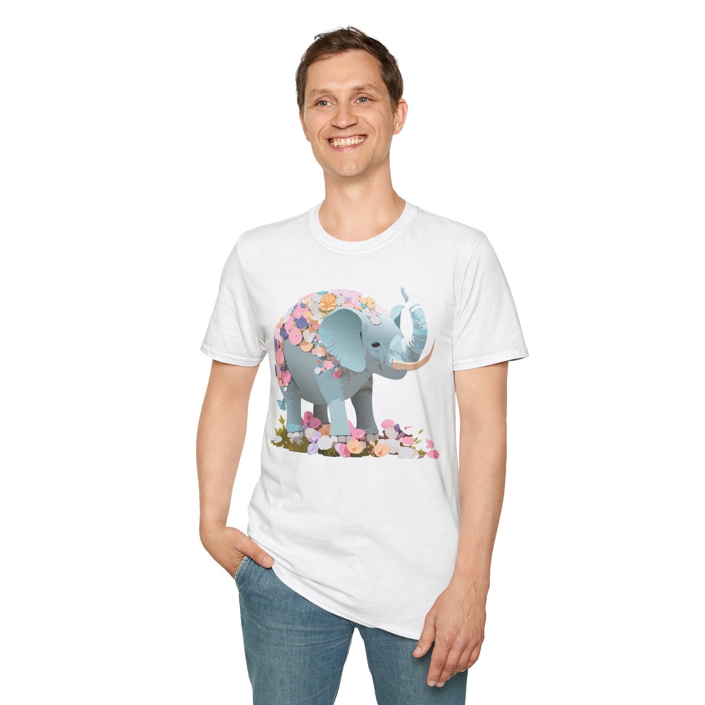 Elephant Graphic T Shirt Gildan Softstyle Unisex Cotton Tee With Elephant Print Design Artwork