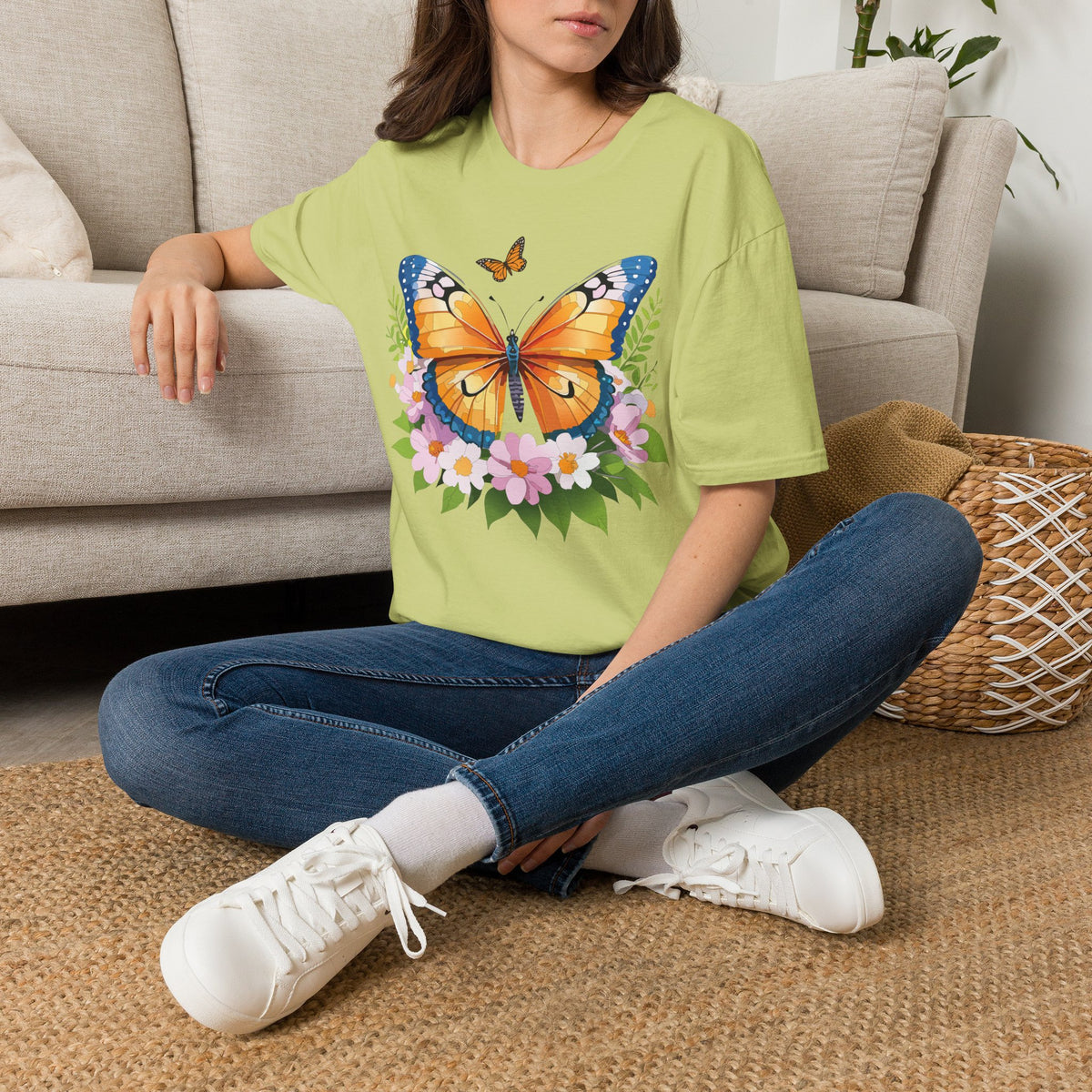 Monarch Butterfly Floral Butterfly Graphic Design Unisex 100 Cotton Gildan T-Shirt