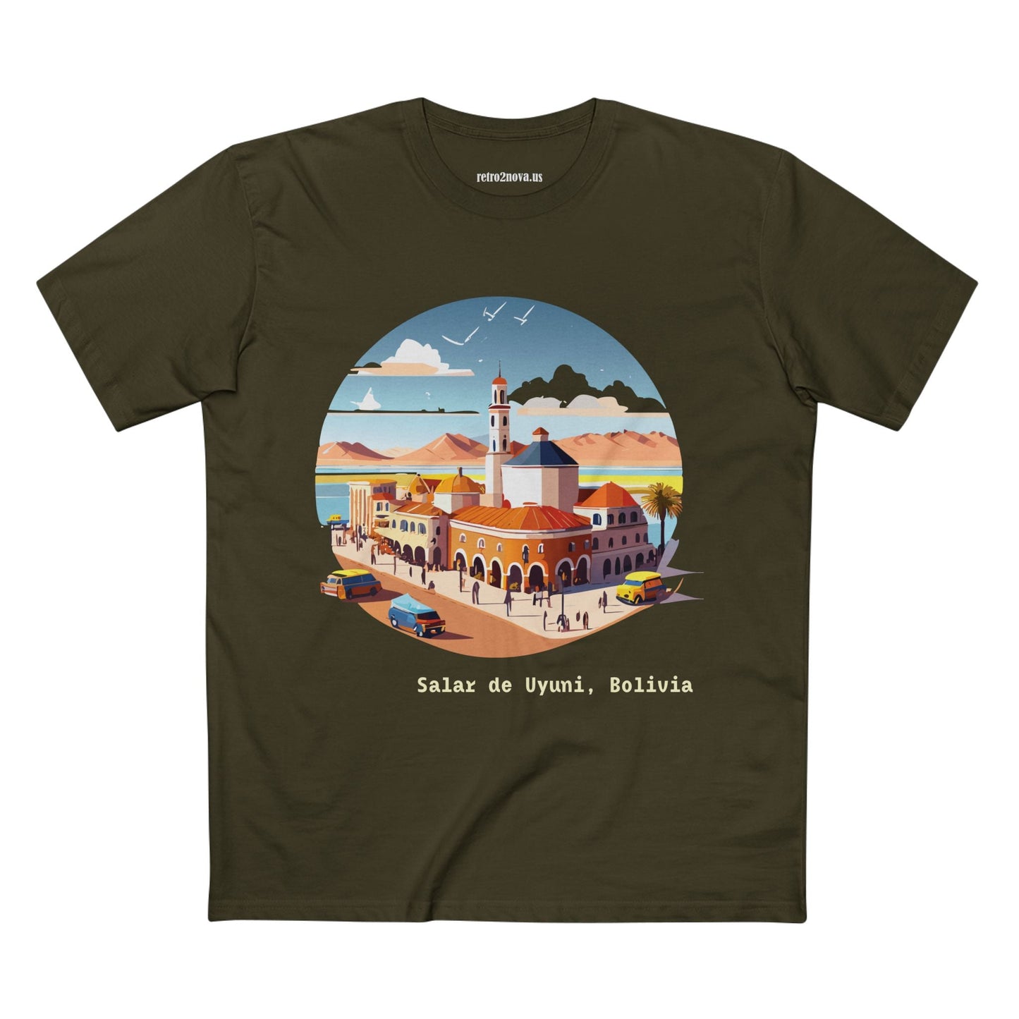Bolivia Travel Shirt Unisex Premium Cotton Staple Tee With Original Retro2Nova Art Design