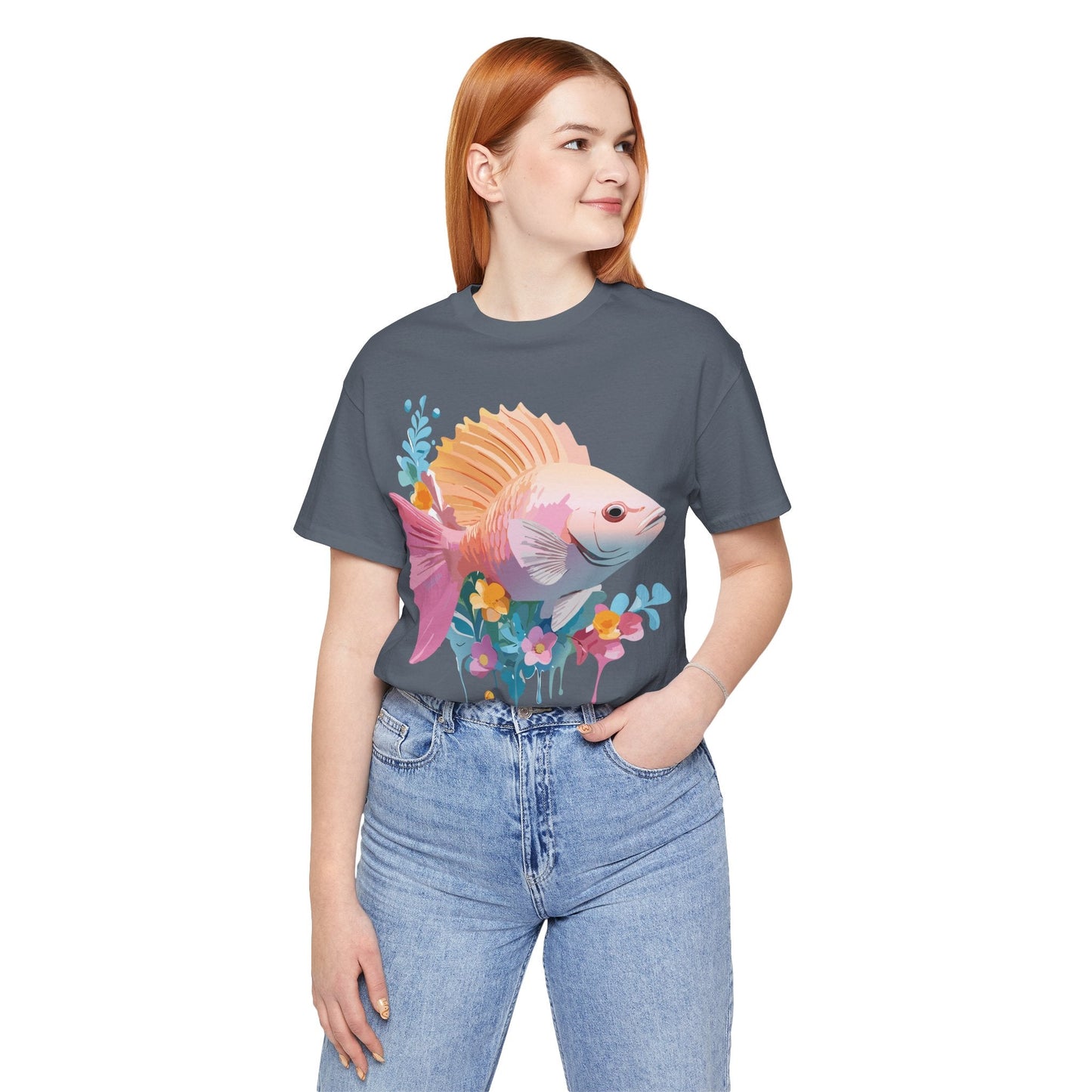 Adelpha Fish Graphic Tee Unisex Short Sleeve Shirt Vintage Inspired Art Design Collection