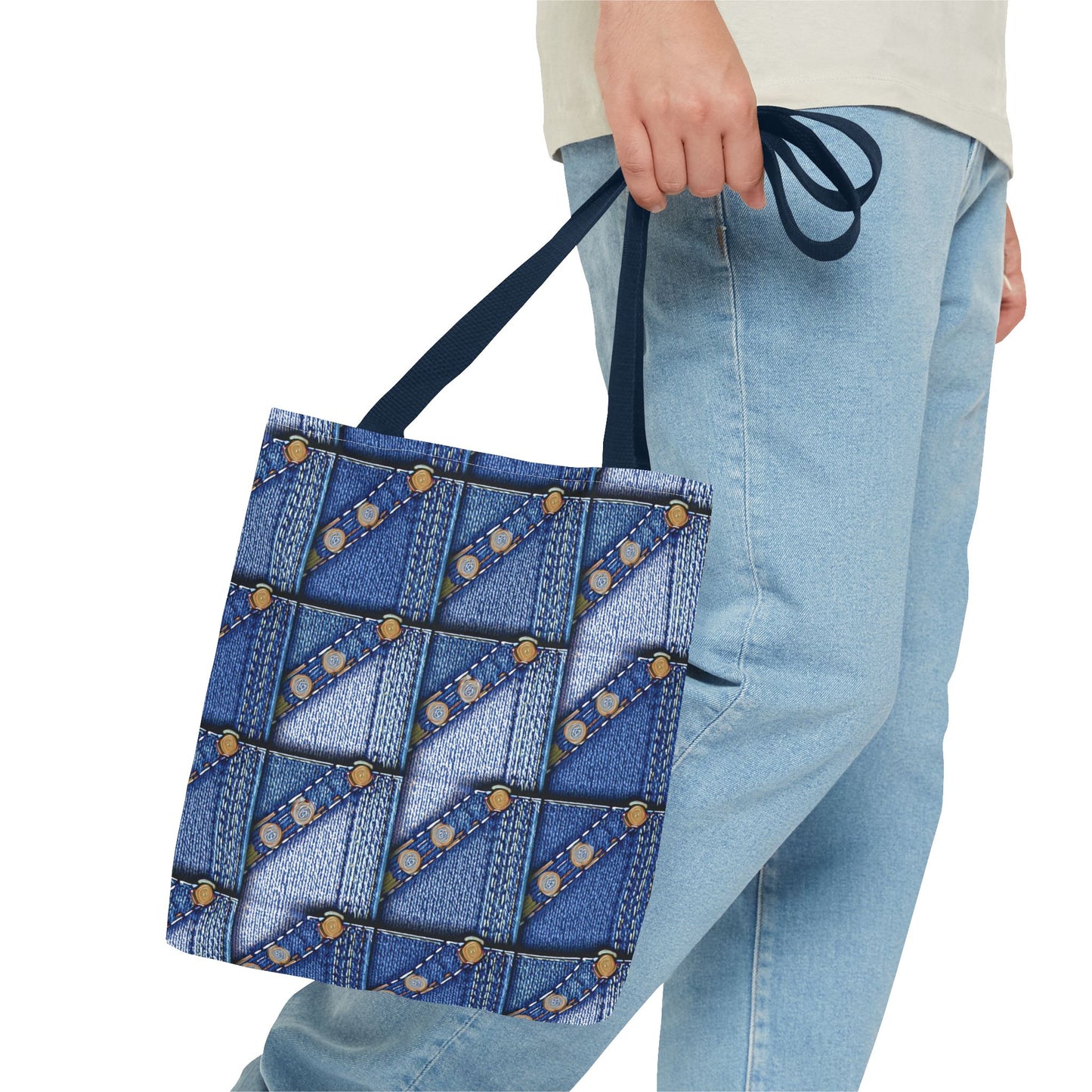 Denim Fabric Imitation Print Unisex Canvas Bag Poly Spun 3 Sizes Tote Bag 117